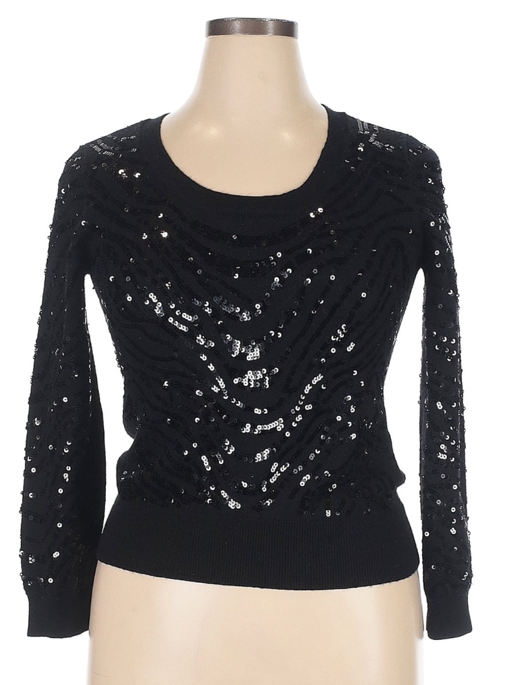 Calvin Klein Black Sequin Crew Neck Sweater